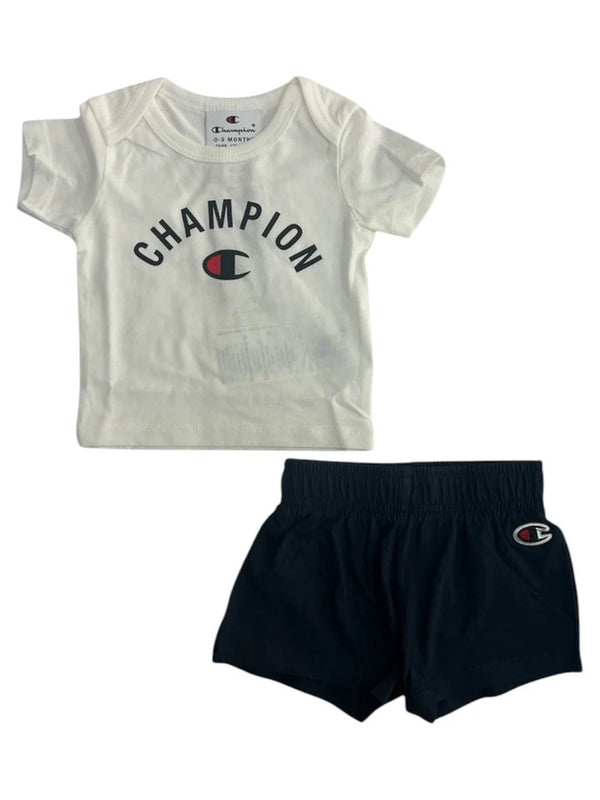 Champion Completo T-shirt e pantaloncini Bianco Nero Bambino