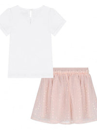 Guess Ensemble T-Shirt Jupe Blanc Rose Fille — immagine 2