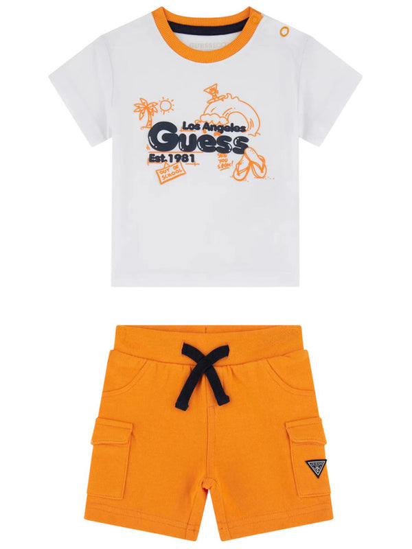 Guess Kids completo Bianco Arancio bambino