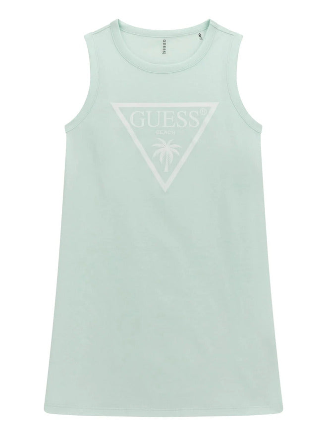 Guess Children's Robe Vert d'eau Logotypée Fillettes Filles