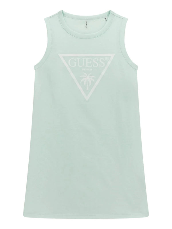 Guess Children's Vestito Verde Acqua Logata Bambine Ragazze