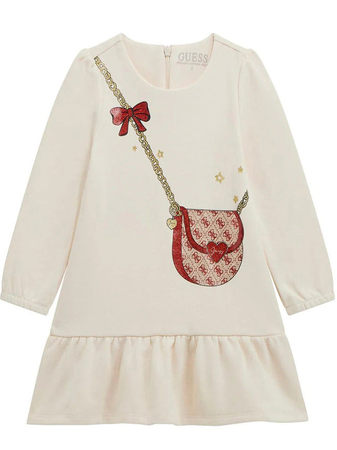 Guess Kids Vestito Beige Rosso Bambina