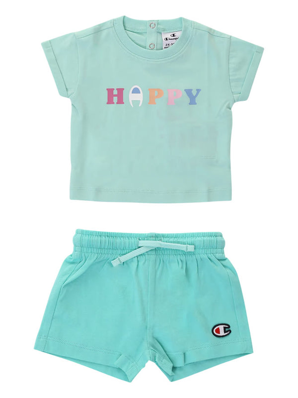 Champion Light Cotton Jersery Completo Verde Acqua Bambina