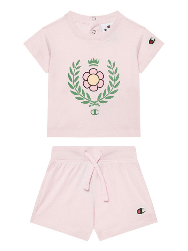 Champion Completo 2 Pezzi Rosa Con Stampe Bambina