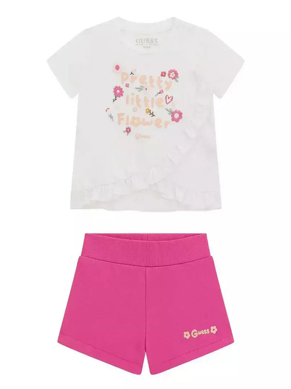 Guess Baby Completo 2 Pezzi Bianco Fucsia Bambina