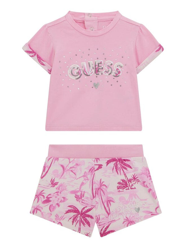 Guess Baby Completo 2 Pezzi Rosa Bambina