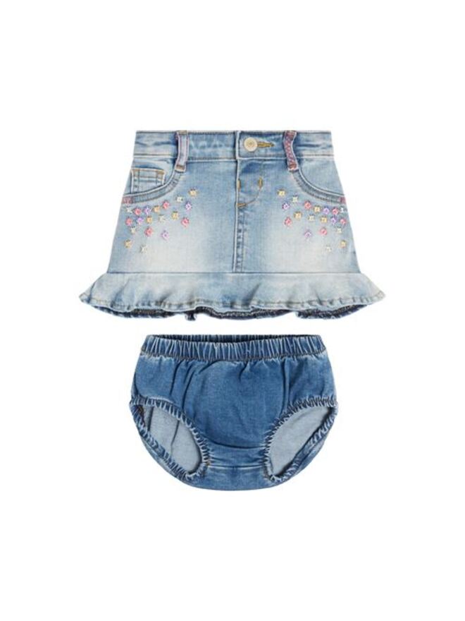 Guess Kids Set 2 Pezzi Pantaloncini Slip Di Jeans Blu Denim Bambina