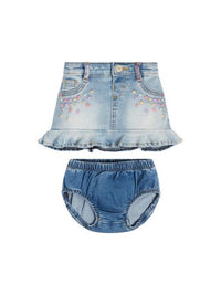 Guess Kids Set 2 Pezzi Pantaloncini Slip Di Jeans Blu Denim Bambina — immagine 1