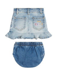 Guess Kids Set 2 Pezzi Pantaloncini Slip Di Jeans Blu Denim Bambina — immagine 2