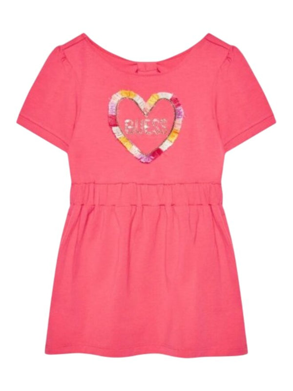 Guess Kids Vestito Rosa Con Ricamo Bambina