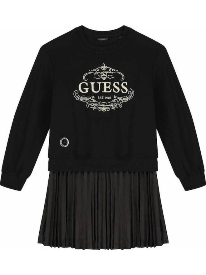 Guess Kids Robe en Laine Noire et Dorée pour Enfant