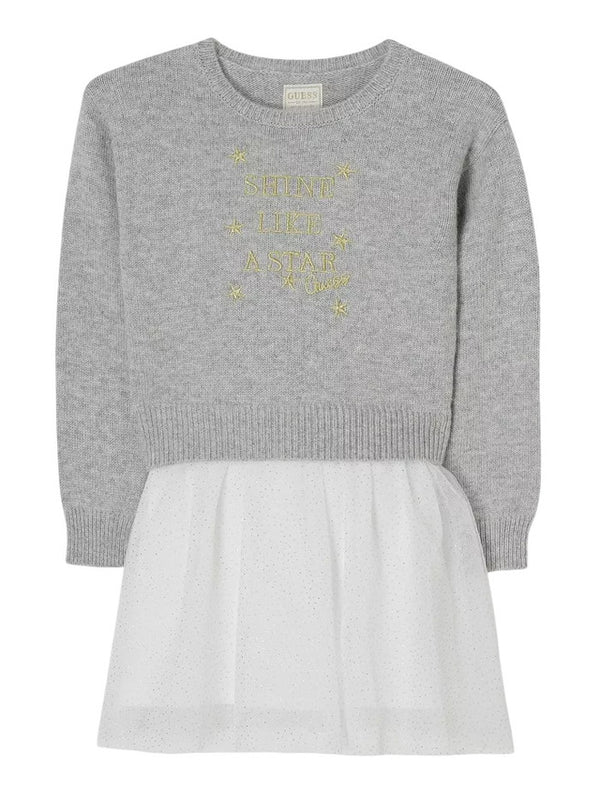 Guess Kids Vestito Grigio Bianco Bambina