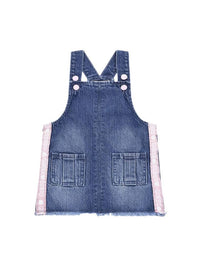 Guess Kids Salopette en jean bleu denim rose bébé fille — immagine 1