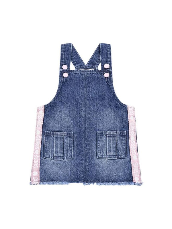 Guess Kids Salopette Di Jeans Blu Denim Rosa Bambina