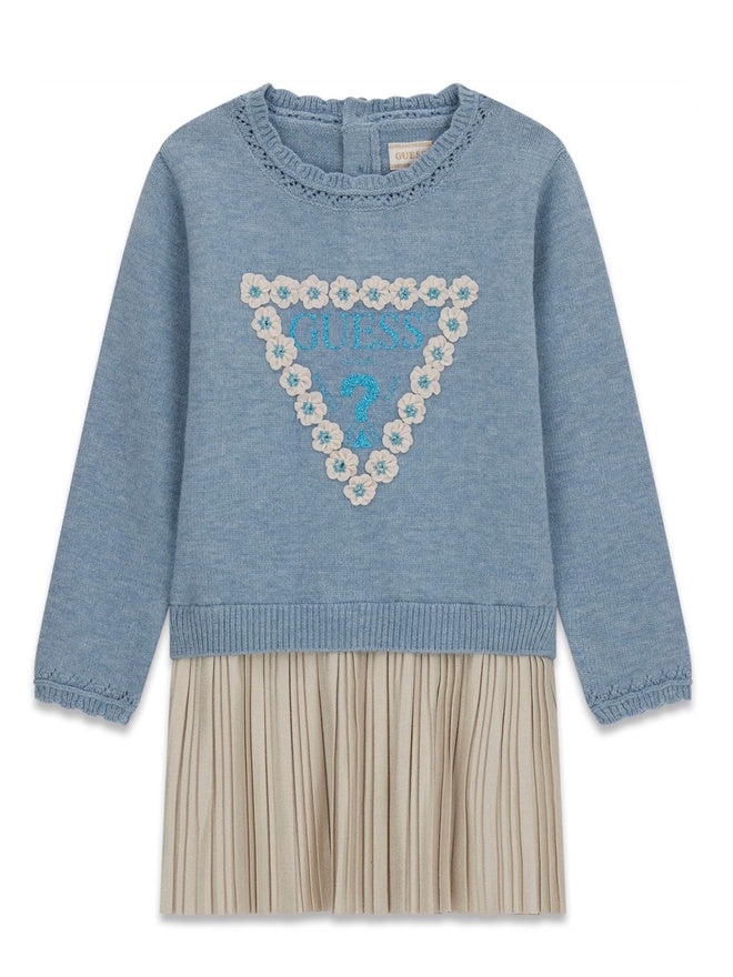 Guess kids Robe en viscose mélangée bleu beige pour enfant