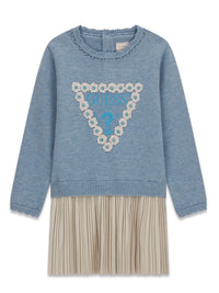 Guess kids Robe en viscose mélangée bleu beige pour enfant — immagine 1
