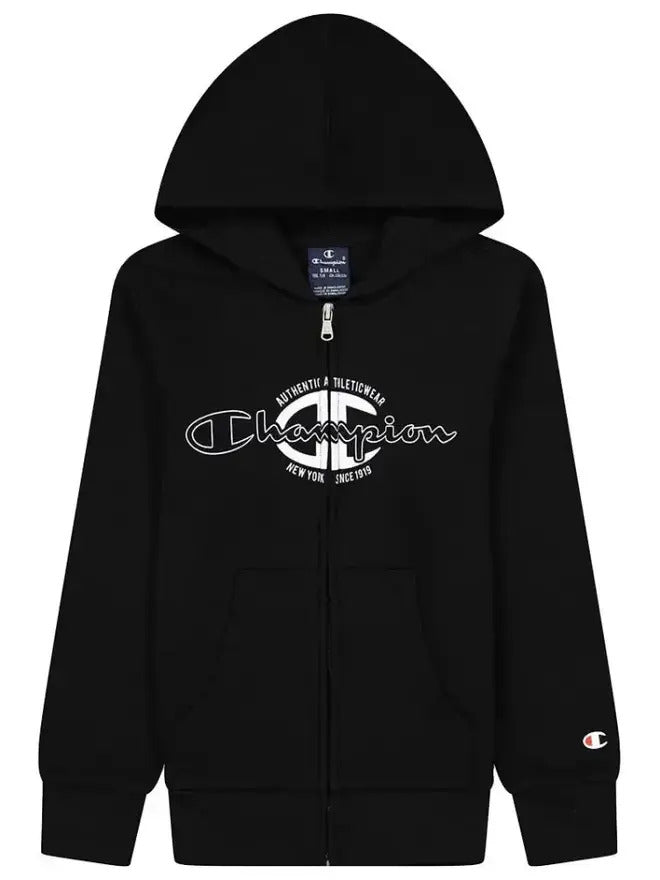Champion Sweat-shirt Zippé à Capuche Noir Enfant