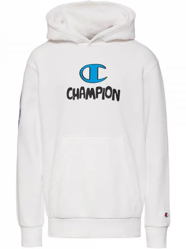 Champion Kid's Legacy Hoodie Felpa con Cappuccio Bianca Bambini
