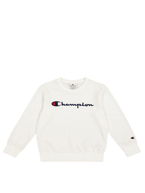 Champion Icons Crewneck Felpa Girocollo Bianca Bambini
