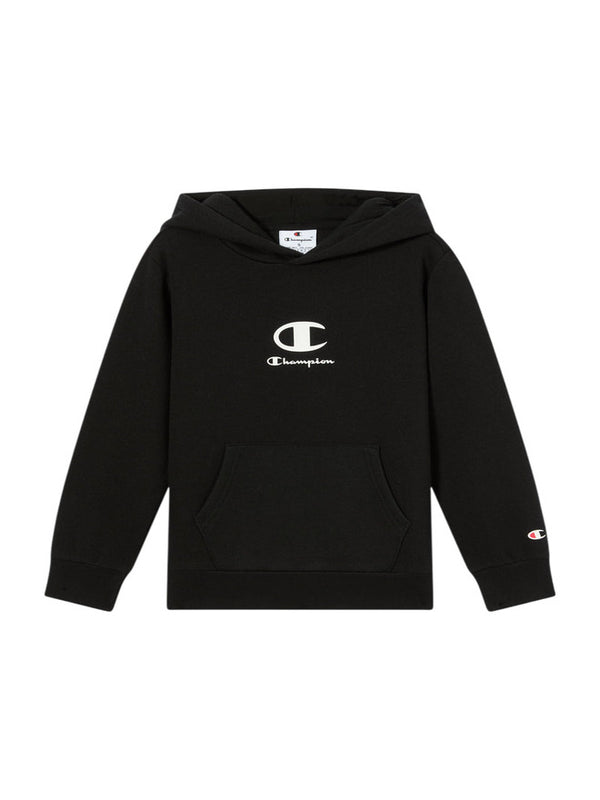 Champion Hoodie Felpa con Cappuccio Nera Bambini Ragazzi