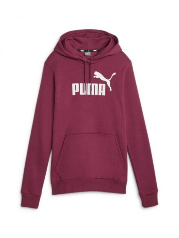Puma  Ess Logo Hoodie Felpa Con Cappuccio Bordeaux Donna
