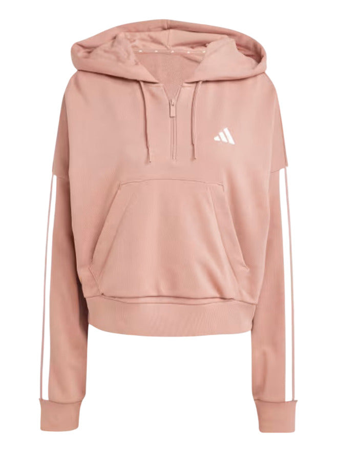 Adidas Essentials 3-Stripes Sweat à Capuche Rose Blanc Femme