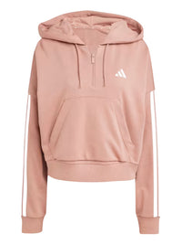 Adidas Essentials 3-Stripes Sweat à Capuche Rose Blanc Femme — immagine 1
