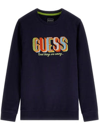 Guess Sweat-shirt Col Rond Bleu Enfants Garçons — immagine 1