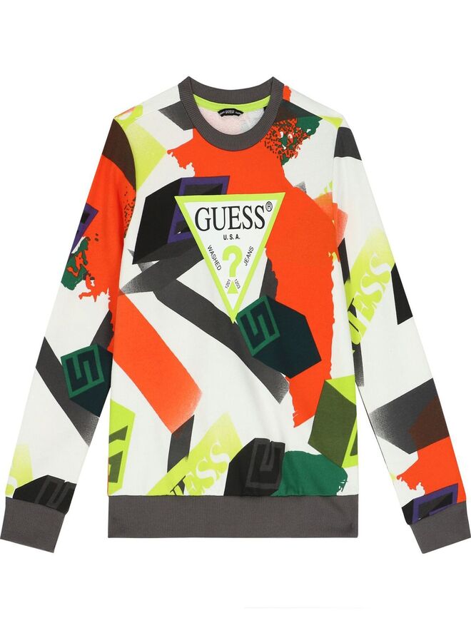 Guess Sweat-shirt Col Rond Multicolore Enfant