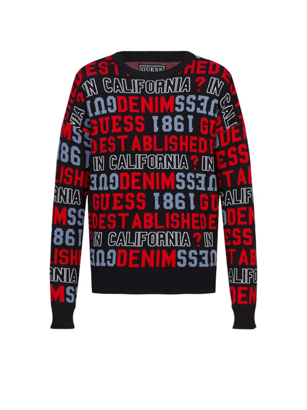 Guess All Over Jacquard Logo Felpa Multicolore Bambini