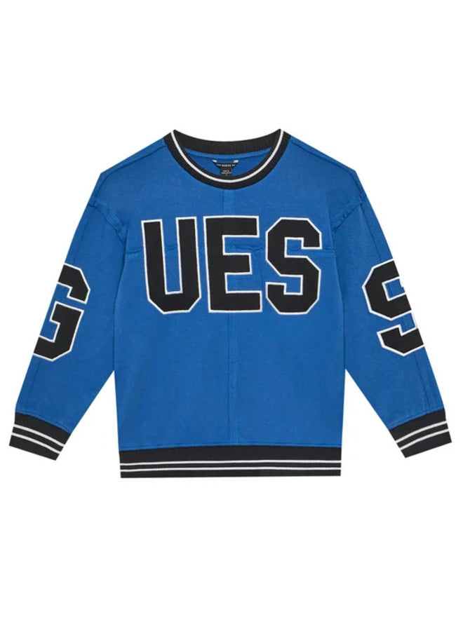 Guess Sweat-shirt Col Rond Bleu Électrique Enfants Garçons