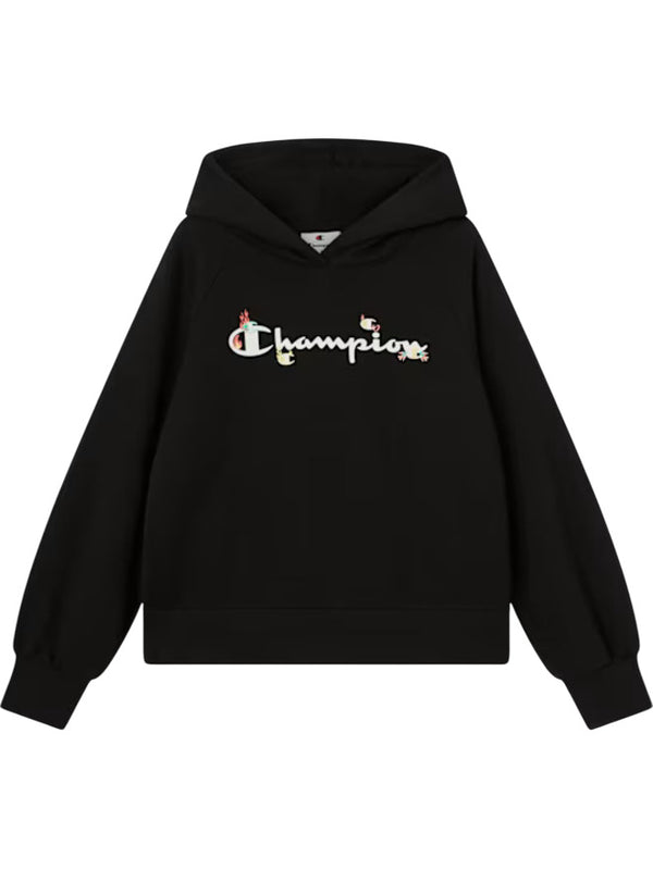 Champion Felpa Con Cappuccio Nera Bambine Ragazze
