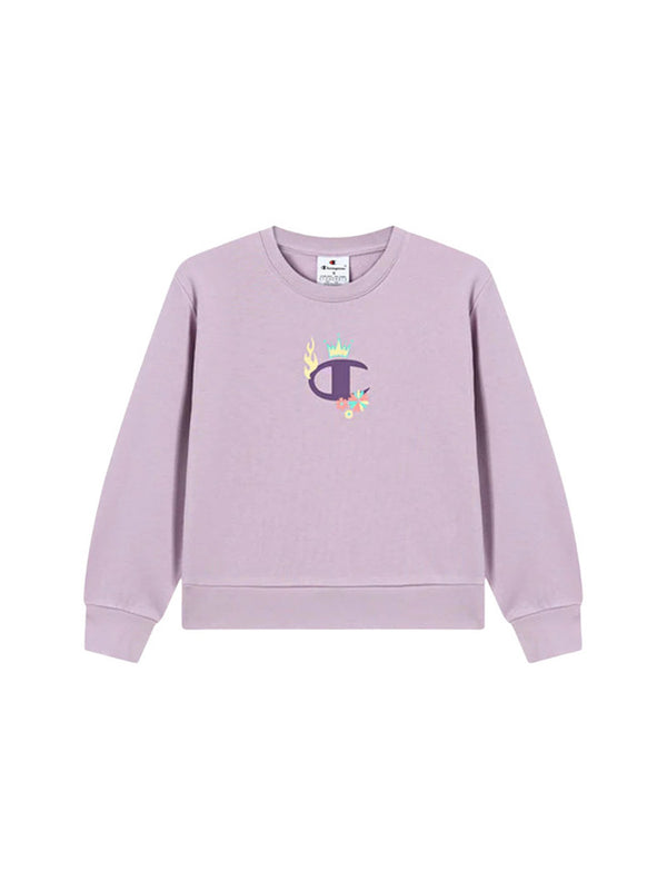 Champion Crew Felpa Girocollo Rosa Bambine Ragazze