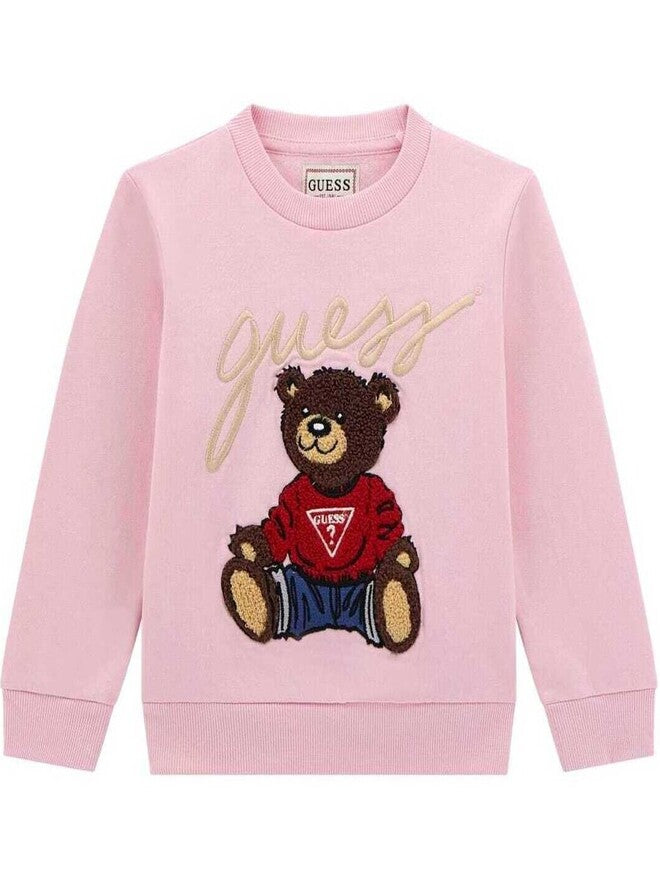 Guess Felpa Girocollo Rosa Bambina