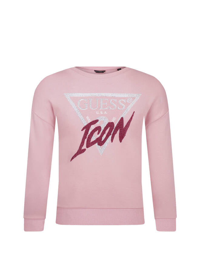 Guess Blouses Print Sweater Sweat Ls Active Felpa Giroccollo Rosa Bambine Ragazze