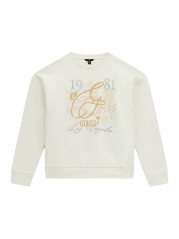 Guess Felpa Giroccollo Bianca Bambine Ragazze