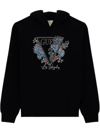 Guess Felpa Con Cappuccio Logata Nera Bambine Ragazze — immagine 1