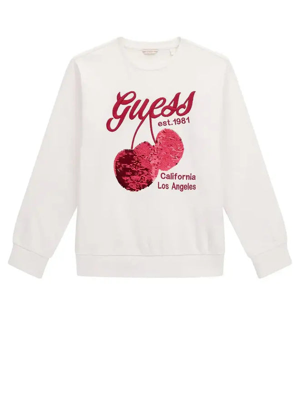 Guess Felpa Giroccollo Bianca Bambine Ragazze