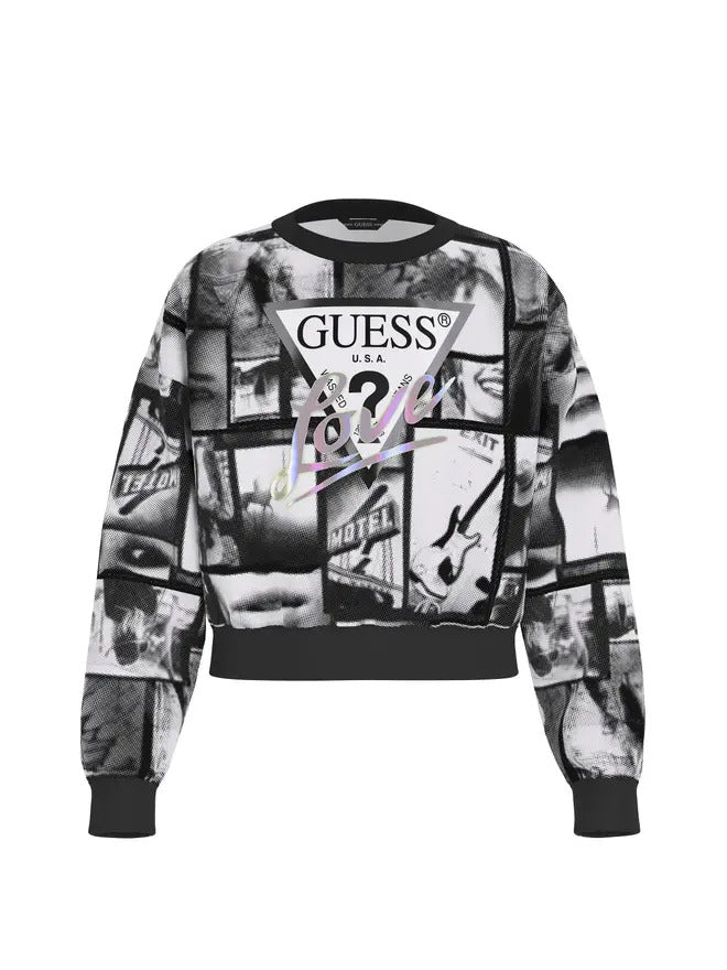 Guess Felpa Girocollo Con Stampe Multicolore Bambine Ragazze