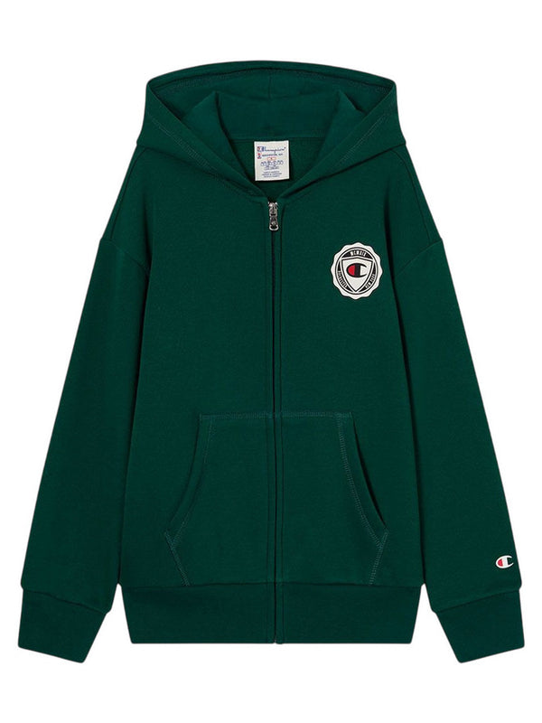 Champion Graphic Felpa Chiusura Zip Verde Bambini Ragazzi