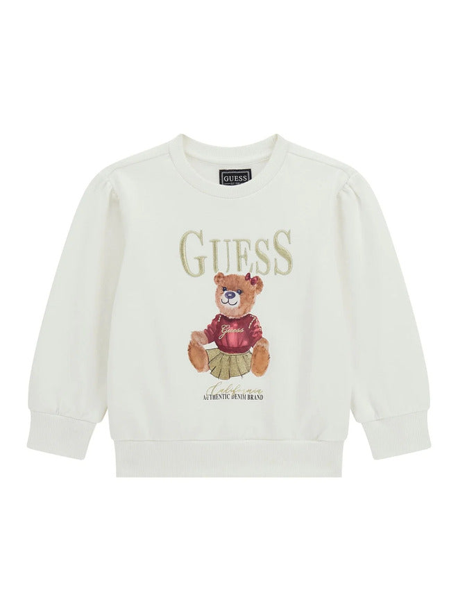 Guess Kids Felpa Girocollo Bianca Bambina