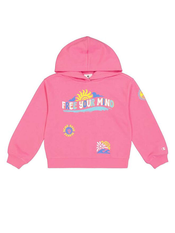 Champion Legacy Felpa Con Cappuccio Rosa Bambina