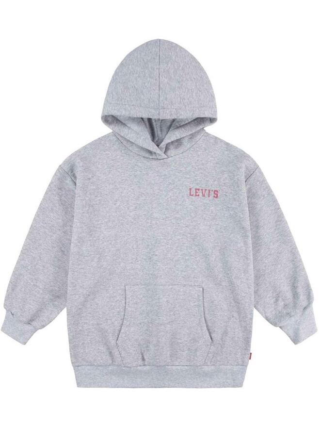 Levi's Collegiate Hoddie Felpa Con Cappuccio Grigio Rosa Bambina