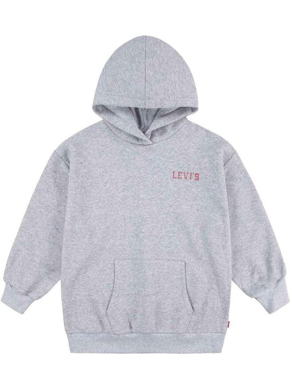 Levi's Collegiate Hoddie Felpa Con Cappuccio Grigio Rosa Bambina