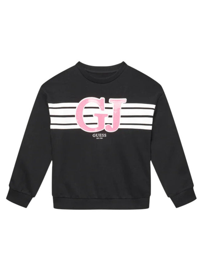 Guess Kids Sweat-shirt Col Rond Noir Rose Bébé Filles