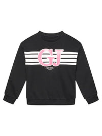 Guess Kids Sweat-shirt Col Rond Noir Rose Bébé Filles — immagine 1