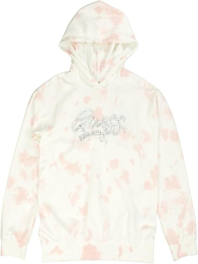 Guess Kids Sweat à Capuche Blanc Rose Filles