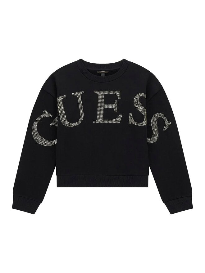 Guess Kids Sweat-shirt Col Rond Noir Doré Enfants Filles