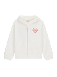 Guess Kids Felpa Chiusura Zip Con Cappuccio Bianca Bambina — immagine 1