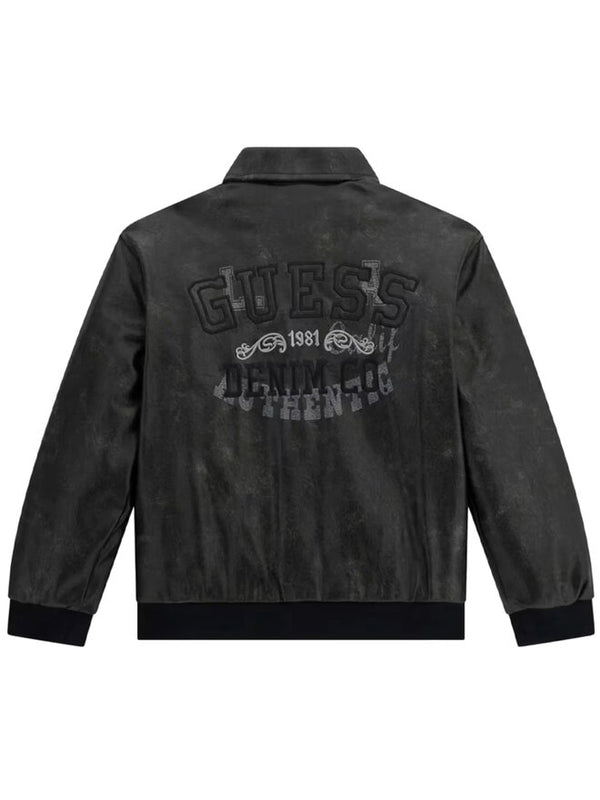 Guess Padded leather Giacca Nera bambini Ragazzi
